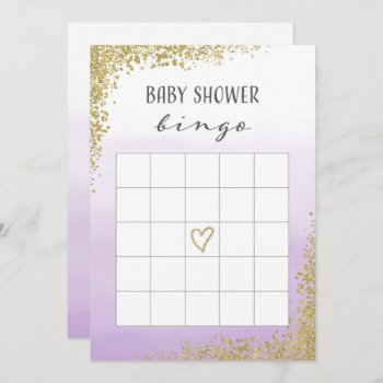 Purple And Gold Baby Shower Bingo Card by melanileestyle at Zazzle