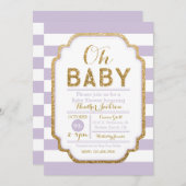 Purple And Gold Baby Shower Invitation, Baby Girl Invitation (Front/Back)