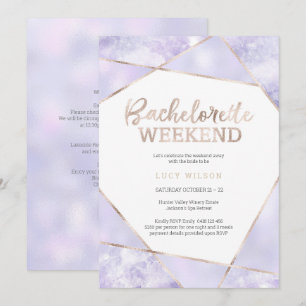 Purple and Gold Bachelorette Weekend Invitation