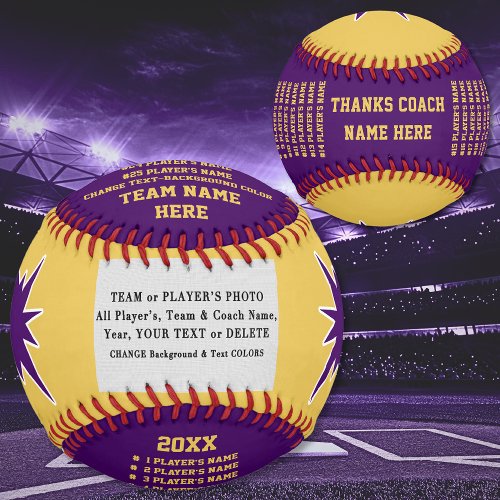 Purple and Gold Baseball Coach Appreciation Gifts