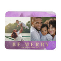 Purple and Gold Be Merry Abstract Multiple photo Magnet