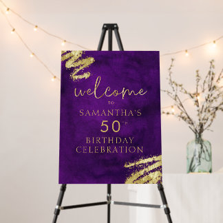 Purple and Gold Birthday Welcome Foam Board 18x24