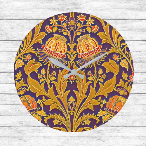 Purple and Gold Botanical Morris Inspired Floral  Large Clock