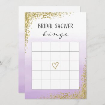 Purple And Gold Bridal Shower Bingo Card by melanileestyle at Zazzle