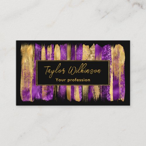 Purple and Gold Brush Strokes Business Card