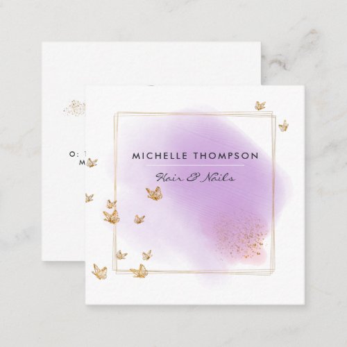 Purple and Gold Brushstrokes Business Card