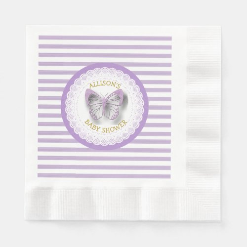 Purple and Gold Butterflies Luncheon Napkins