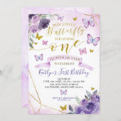 Purple and Gold Butterfly 1st Birthday Invitation | Zazzle