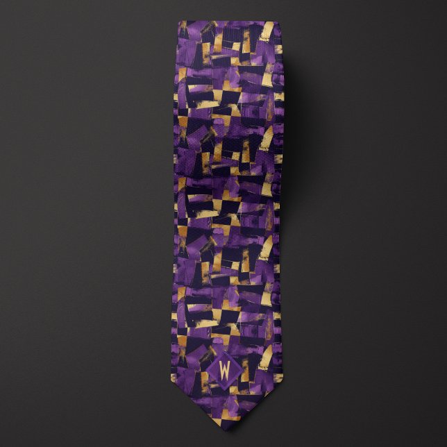 Purple and Gold Chalk Abstract Neck Tie (Creator Uploaded)