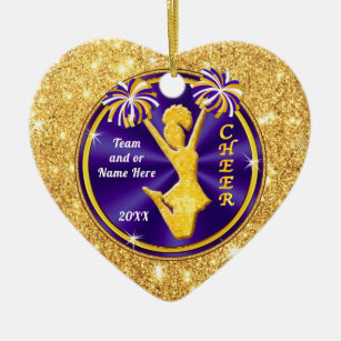 Purple and Gold, Cheer Team Gifts BULK or Buy One, Ceramic Ornament