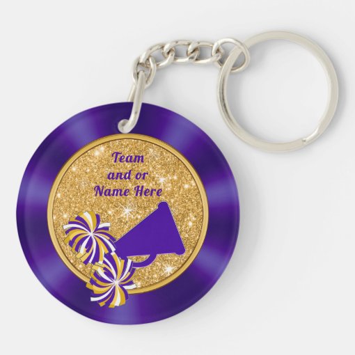 Purple and Gold Cheerleading Keychains Personalize Zazzle