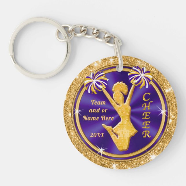 Purple and Gold Cheerleading Keychains Personalize (Front)