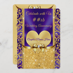 Purple and Gold Christian Anniversary Invitations