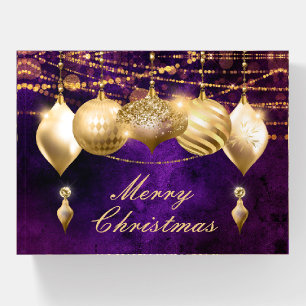 Purple and Gold Christmas Baubles Paperweight