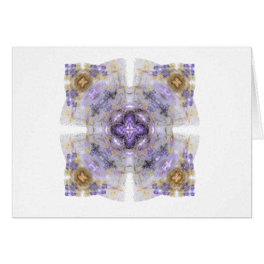 Purple and Gold Circle Square Fractal Art Design Card