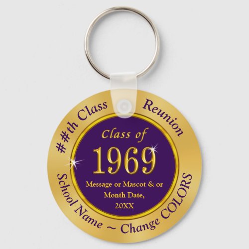 Purple and Gold Class of 1969 Reunion Party Favors Keychain
