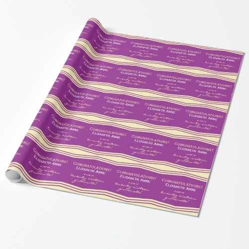 Purple and Gold Class of 2016 Personalized Wrapping Paper