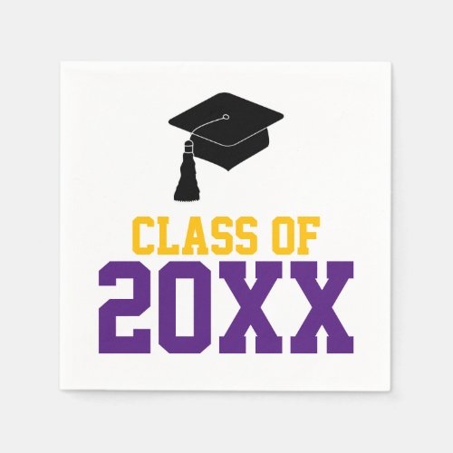 Purple and Gold Class of 2024 Graduation Party Napkins