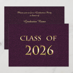 Purple and Gold Class of 2026 Graduation Party  Invitation
