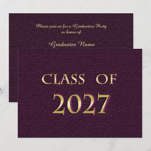 Purple and Gold Class of 2027 Graduation Party Invitation