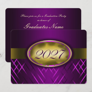 Purple and Gold Class of 2027 Party Invitation