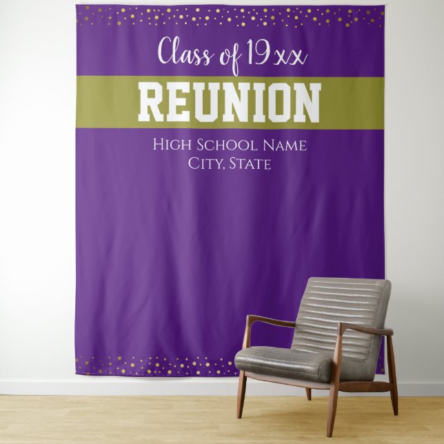 Purple and Gold Class Reunion Any Year Tapestry (In Situ)