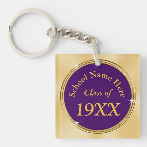 Purple and Gold Class Reunion Gifts Personalized Keychain