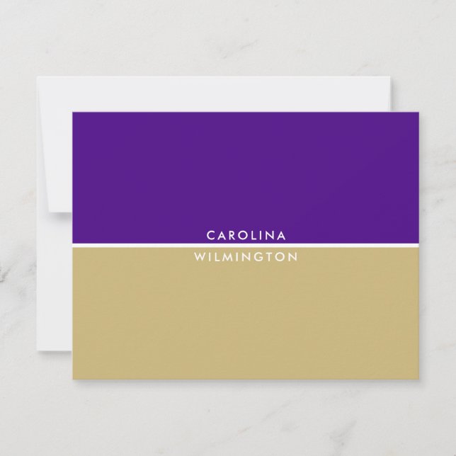 Purple and Gold College Color Block Note Card (Front)