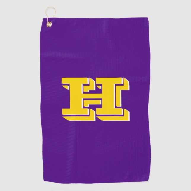 Purple and Gold College Colors Golf Towel (Front)
