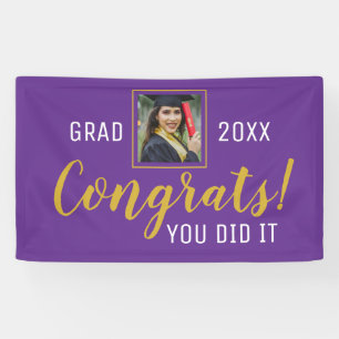 Purple And Gold Congrats You Did It Grad 2020 Banner