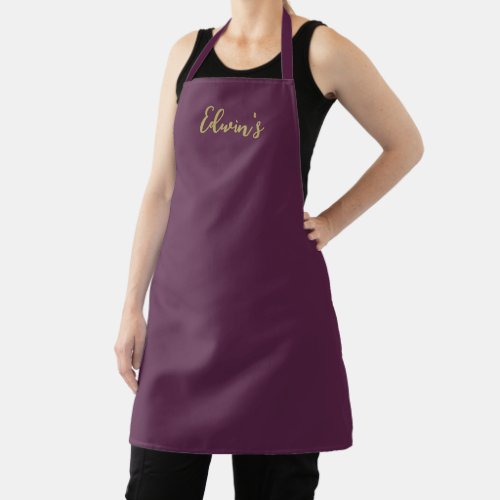 Purple and Gold Custom Business Apron Personalized