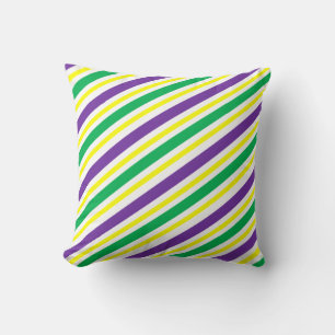 Purple and Gold Diagonal Striped Throw Pillow