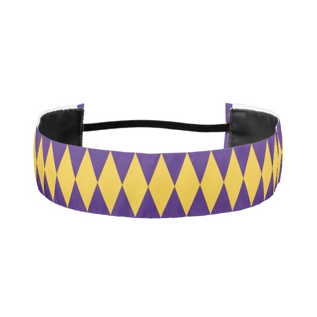 Purple and Gold Diamond Non-Slip Headbands - LSU  (Front)