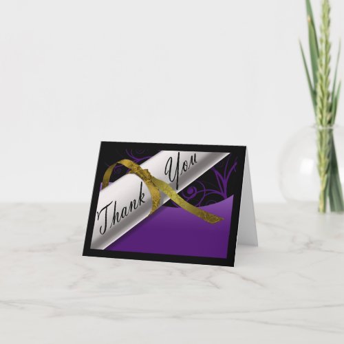 Purple and Gold Diploma Thank You Card