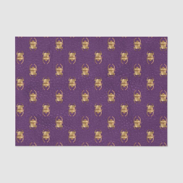 Purple and gold  Egyptian scarab Tissue Paper (Front)