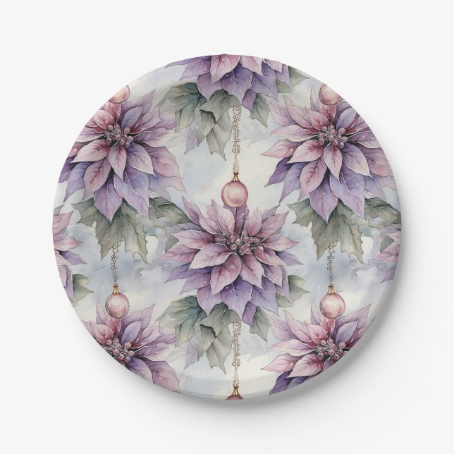 Purple and Gold Elegance Paper Plates (Front)