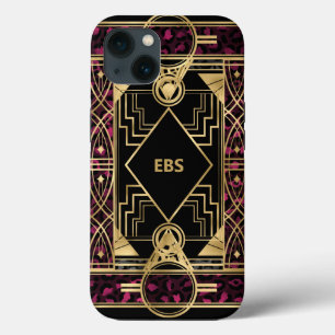 Purple and Gold Elegant Art Deco Look iPhone 13 Case