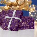 Purple and Gold Elegant Christmas Trees Wrapping Paper<br><div class="desc">This elegant and glamorous wrapping paper is versatile and can be used for giving gifts or art and craft projects. The design features gold Christmas trees on a purple background. Perfect for Christmas and the holiday season.</div>