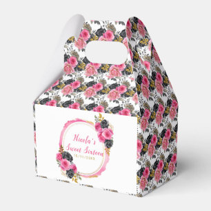 Purple and Gold Elegant Flowers Sweet Sixteen Favor Boxes