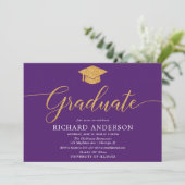 Purple and gold elegant graduation party Graduate Invitation | Zazzle