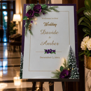 Purple and Gold Elegant Winter Wedding Foam Board