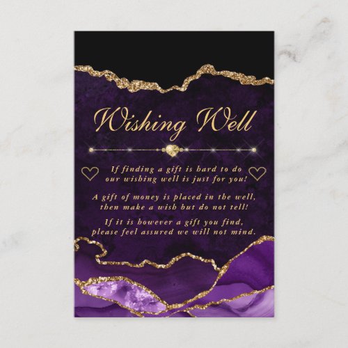 Purple and Gold Faux Glitter Agate Wishing Well Enclosure Card
