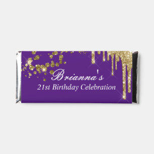 Purple and Gold Faux Glitter Drip Hershey Bar Favors