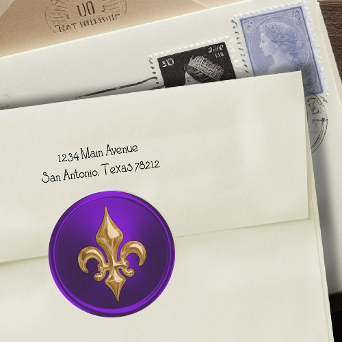 Purple and Gold Fleur de Lis Envelope Seal