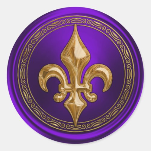 Purple and Gold Fleur de Lis Envelope Seal