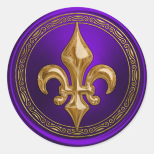 Purple and Gold Fleur de Lis Envelope Seal