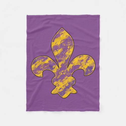 Purple and Gold Fleur de lis Fleece Blanket