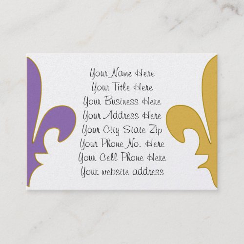 Purple and Gold fleur de lis gifts Business Card