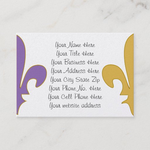 Customizable Purple and Gold fleur de lis gifts Business Card Template