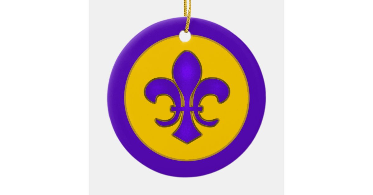 Purple and Gold Fleur de Lis Ornament | Zazzle